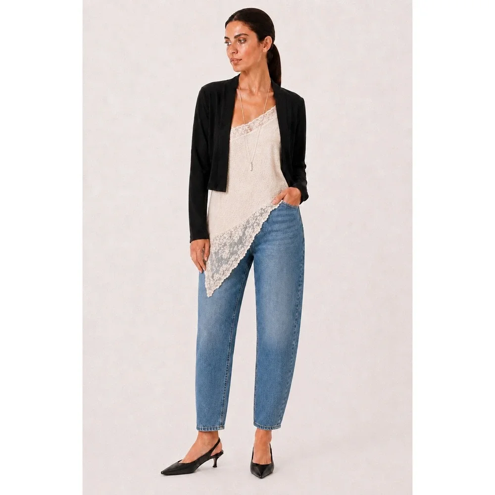 Calvin Klein Black Cropped Open Front Shrug Cardigan Long Sleeve Women's Size M